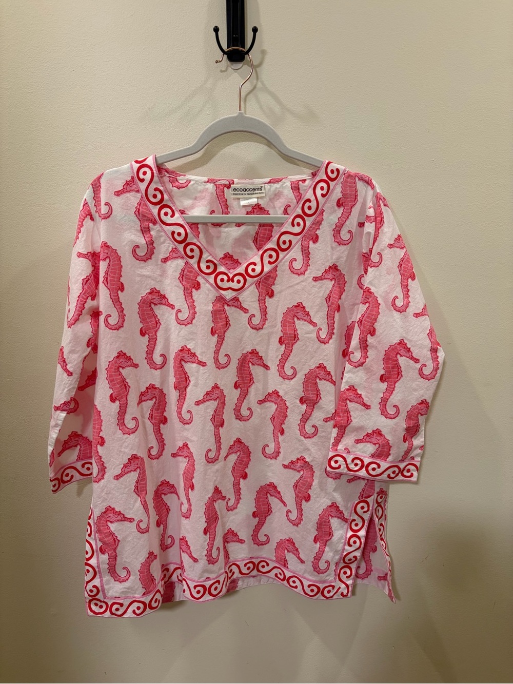 Escapada Pink Seahorse V-Neck Tunic with Trim
